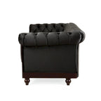 Causeuse Chesterfield en velours touffeté – Noir / Gris foncé / Vert forêt, style classique, 2 places