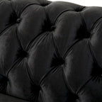 Causeuse Chesterfield en velours touffeté – Noir / Gris foncé / Vert forêt, style classique, 2 places