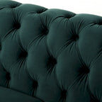 Causeuse Chesterfield en velours touffeté – Noir / Gris foncé / Vert forêt, style classique, 2 places
