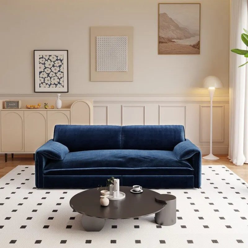 Canapé-lit Queen 3-en-1 escamotable avec rangement latéral – Gris / Rose / Noir / Beige / Vert / Bleu, style moderne, 2 places