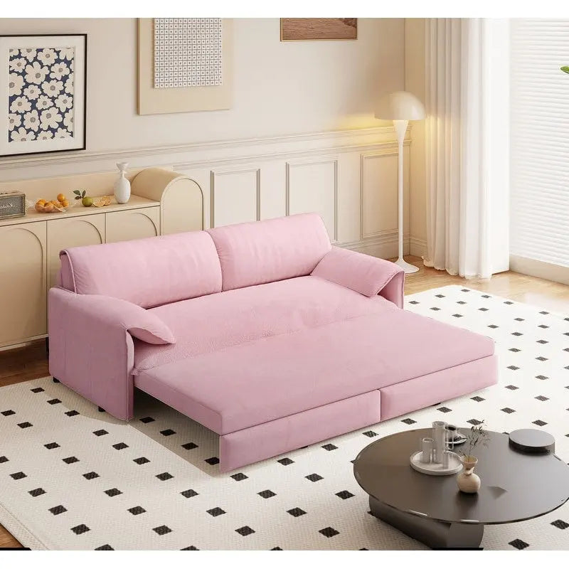 Canapé-lit Queen 3-en-1 escamotable avec rangement latéral – Gris / Rose / Noir / Beige / Vert / Bleu, style moderne, 2 places