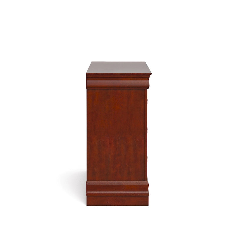 Commode 6 tiroirs en bois massif – Blanc / Noir / Cerise, style traditionnel, simple