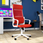 Chaise de bureau pivotante ergonomique à dossier en maille avec appui-tête et hauteur réglables – Noir / Rose / Rouge / Gris, style contemporain, individuelle