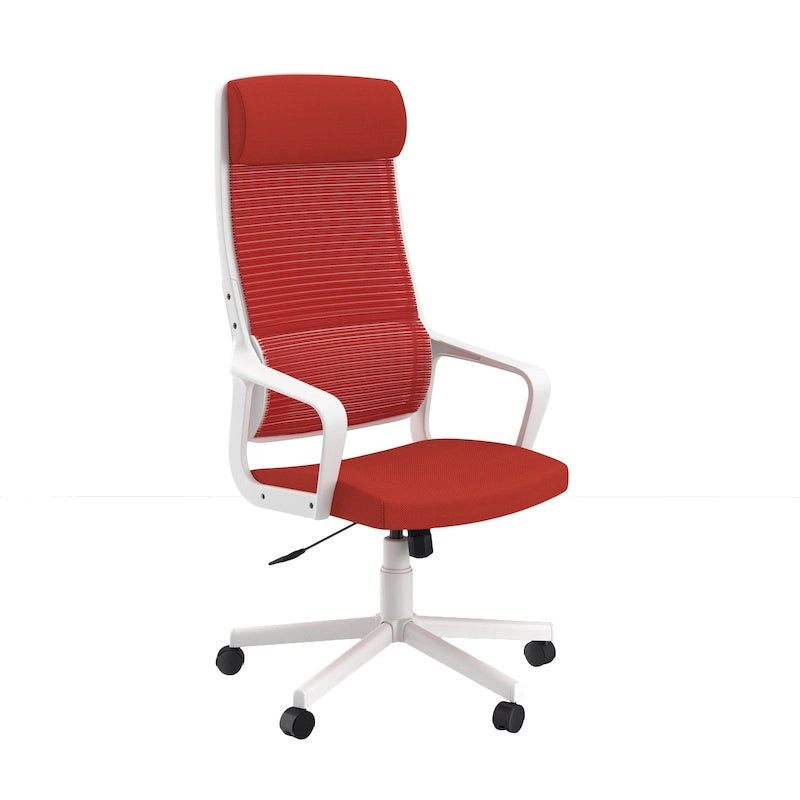 Chaise de bureau pivotante ergonomique à dossier en maille avec appui-tête et hauteur réglables – Noir / Rose / Rouge / Gris, style contemporain, individuelle