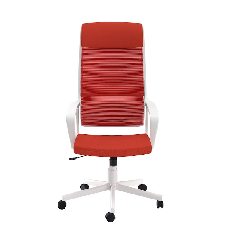 Chaise de bureau pivotante ergonomique à dossier en maille avec appui-tête et hauteur réglables – Noir / Rose / Rouge / Gris, style contemporain, individuelle