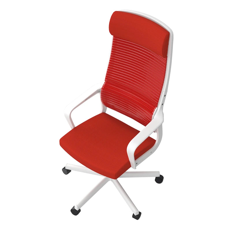 Chaise de bureau pivotante ergonomique à dossier en maille avec appui-tête et hauteur réglables – Noir / Rose / Rouge / Gris, style contemporain, individuelle