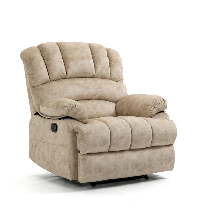 Fauteuil inclinable manuel surdimensionné avec commande latérale – Gris foncé / Bleu / Gris / Beige, style moderne, individuel