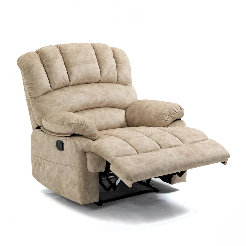 Fauteuil inclinable manuel surdimensionné avec commande latérale – Gris foncé / Bleu / Gris / Beige, style moderne, individuel