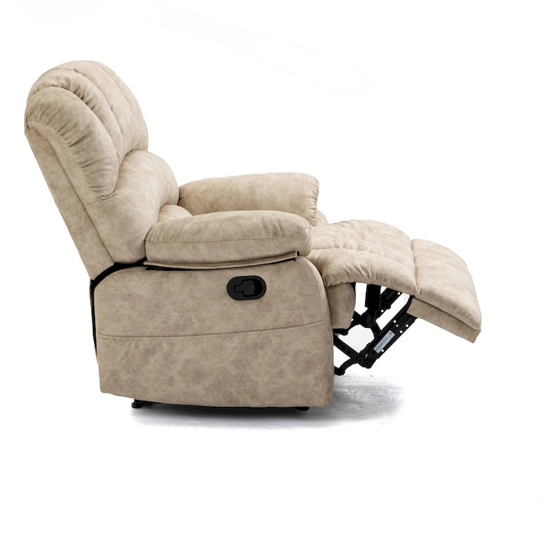 Fauteuil inclinable manuel surdimensionné avec commande latérale – Gris foncé / Bleu / Gris / Beige, style moderne, individuel