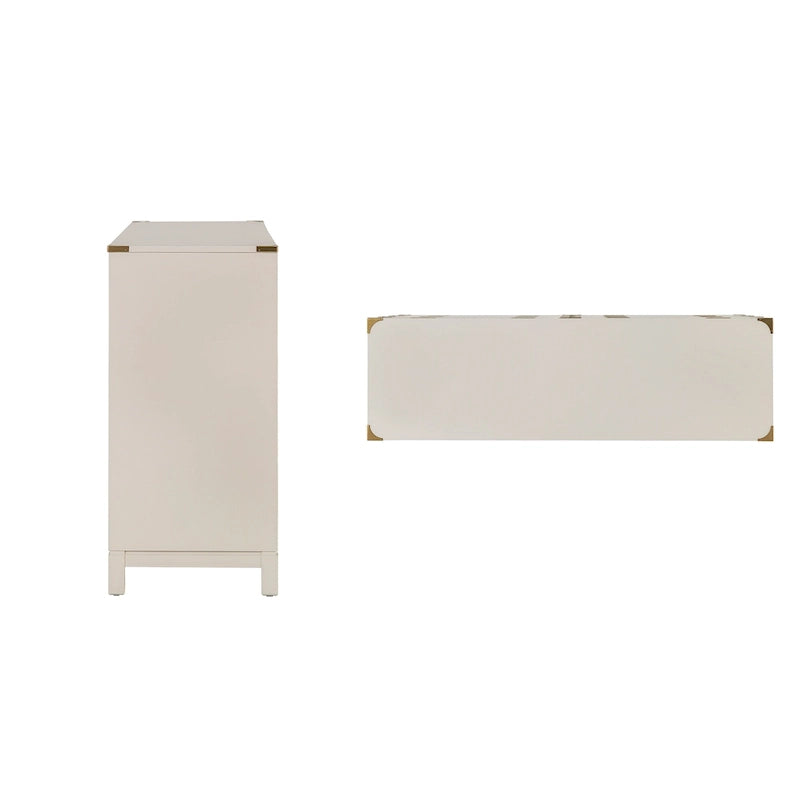 Commode de campagne à accents dorés – Expresso / Gris / Blanc, style contemporain, simple