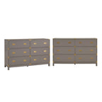 Commode de campagne à accents dorés – Expresso / Gris / Blanc, style contemporain, simple