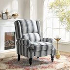 Fauteuil inclinable manuel à oreilles avec pieds fuseau – Carreaux noirs / Rayures noires / Fleurs / Carreaux gris / Fauve / Jacobéen / Rayures marine / Tropical / Blanc / Bleu / Gris, Style classique, Individuel