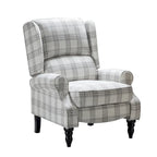 Fauteuil inclinable manuel à oreilles avec pieds fuseau – Carreaux noirs / Rayures noires / Fleurs / Carreaux gris / Fauve / Jacobéen / Rayures marine / Tropical / Blanc / Bleu / Gris, Style classique, Individuel