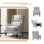 Fauteuil inclinable manuel à oreilles avec pieds fuseau – Carreaux noirs / Rayures noires / Fleurs / Carreaux gris / Fauve / Jacobéen / Rayures marine / Tropical / Blanc / Bleu / Gris, Style classique, Individuel