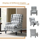 Fauteuil inclinable manuel à oreilles avec pieds fuseau – Carreaux noirs / Rayures noires / Fleurs / Carreaux gris / Fauve / Jacobéen / Rayures marine / Tropical / Blanc / Bleu / Gris, Style classique, Individuel