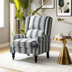 Fauteuil inclinable manuel à oreilles avec pieds fuseau – Carreaux noirs / Rayures noires / Fleurs / Carreaux gris / Fauve / Jacobéen / Rayures marine / Tropical / Blanc / Bleu / Gris, Style classique, Individuel