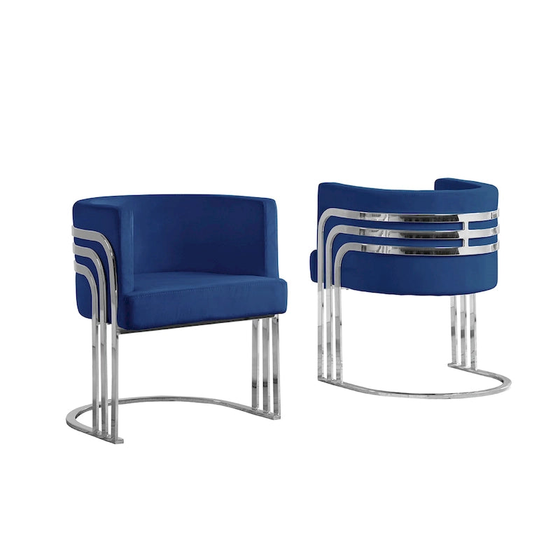 Fauteuil d'appoint Velvet Barrel avec base chromée – Noir / Bleu marine / Gris foncé / Crème beige, style contemporain, individuel