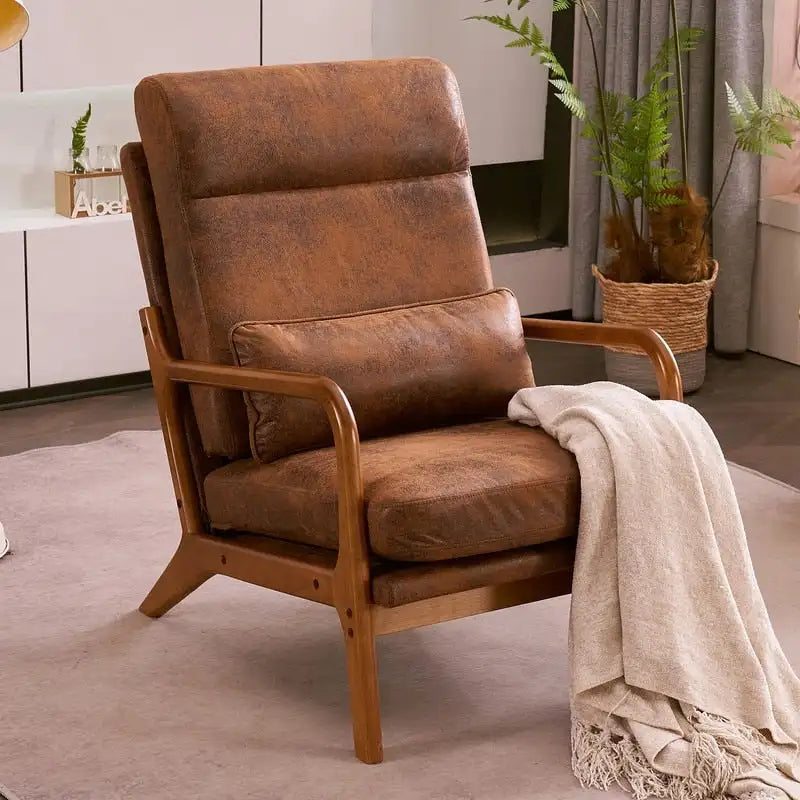 Fauteuil d'appoint dossier haut – Beige / Sherpa blanc / Gris foncé / Rose / Turquoise / Orange / Marron, Style mi-siècle, Individuel