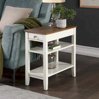 Table d'appoint de chevet à 1 tiroir avec 3 étagères et bouton nickel – 16 finitions, style transitionnel, individuelle