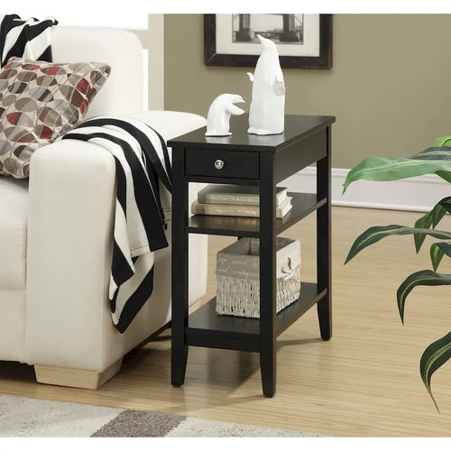 Convenience Concepts American Heritage 1 Drawer Chairside End Table with Shelves