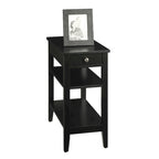 Table d'appoint de chevet à 1 tiroir avec 3 étagères et bouton nickel – 16 finitions, style transitionnel, individuelle