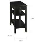 Table d'appoint de chevet à 1 tiroir avec 3 étagères et bouton nickel – 16 finitions, style transitionnel, individuelle