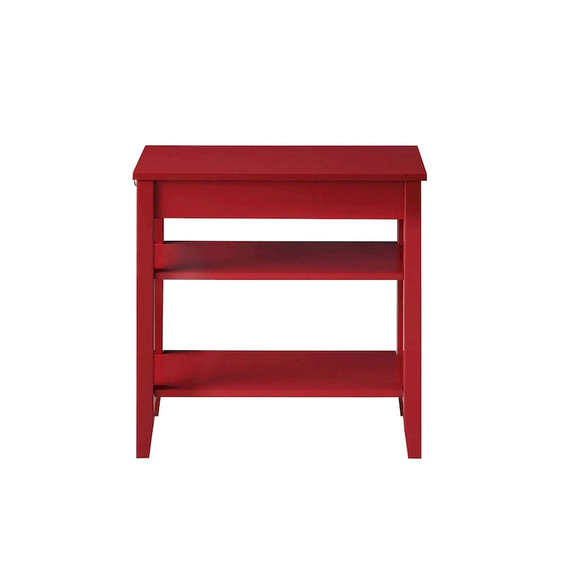 Table d'appoint de chevet à 1 tiroir avec 3 étagères et bouton nickel – 16 finitions, style transitionnel, individuelle