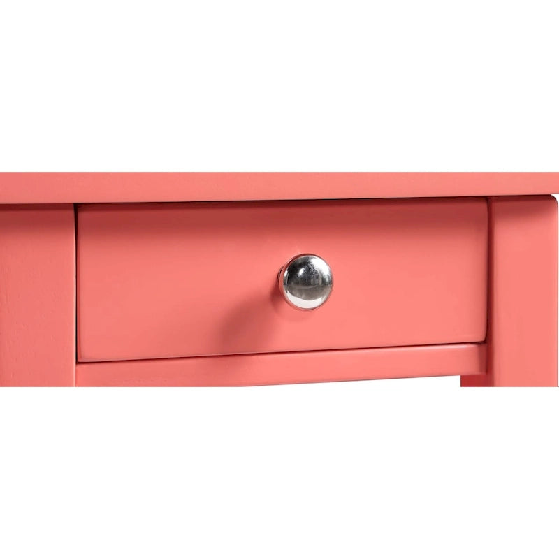 Table d'appoint de chevet à 1 tiroir avec 3 étagères et bouton nickel – 16 finitions, style transitionnel, individuelle