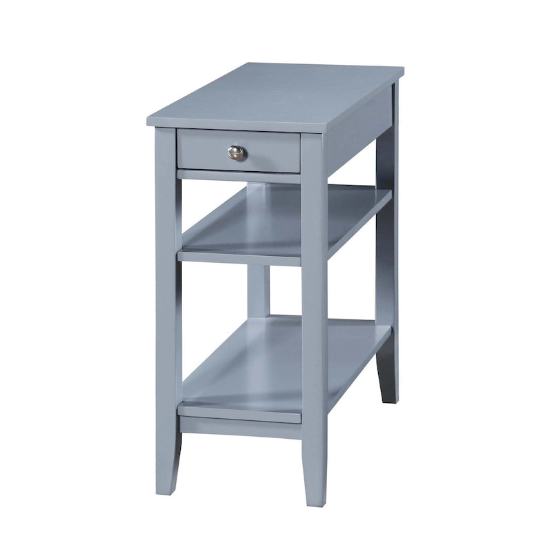 Table d'appoint de chevet à 1 tiroir avec 3 étagères et bouton nickel – 16 finitions, style transitionnel, individuelle