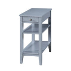 Table d'appoint de chevet à 1 tiroir avec 3 étagères et bouton nickel – 16 finitions, style transitionnel, individuelle
