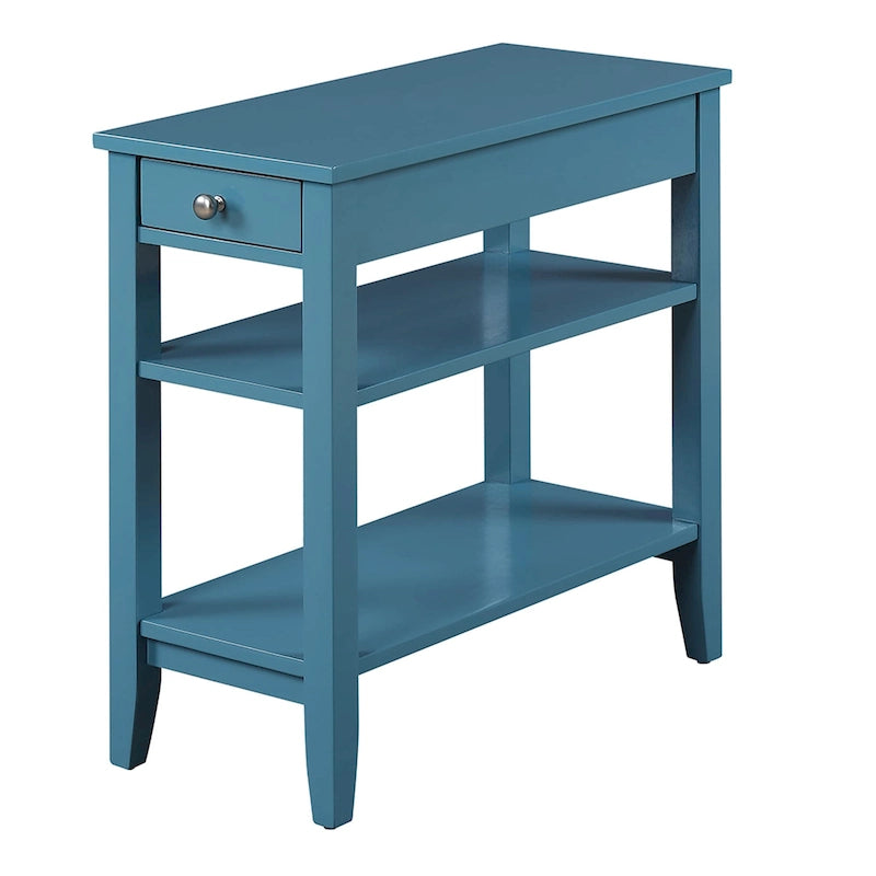Table d'appoint de chevet à 1 tiroir avec 3 étagères et bouton nickel – 16 finitions, style transitionnel, individuelle