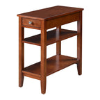 Table d'appoint de chevet à 1 tiroir avec 3 étagères et bouton nickel – 16 finitions, style transitionnel, individuelle