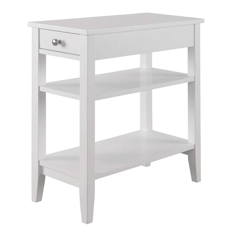 Table d'appoint de chevet à 1 tiroir avec 3 étagères et bouton nickel – 16 finitions, style transitionnel, individuelle