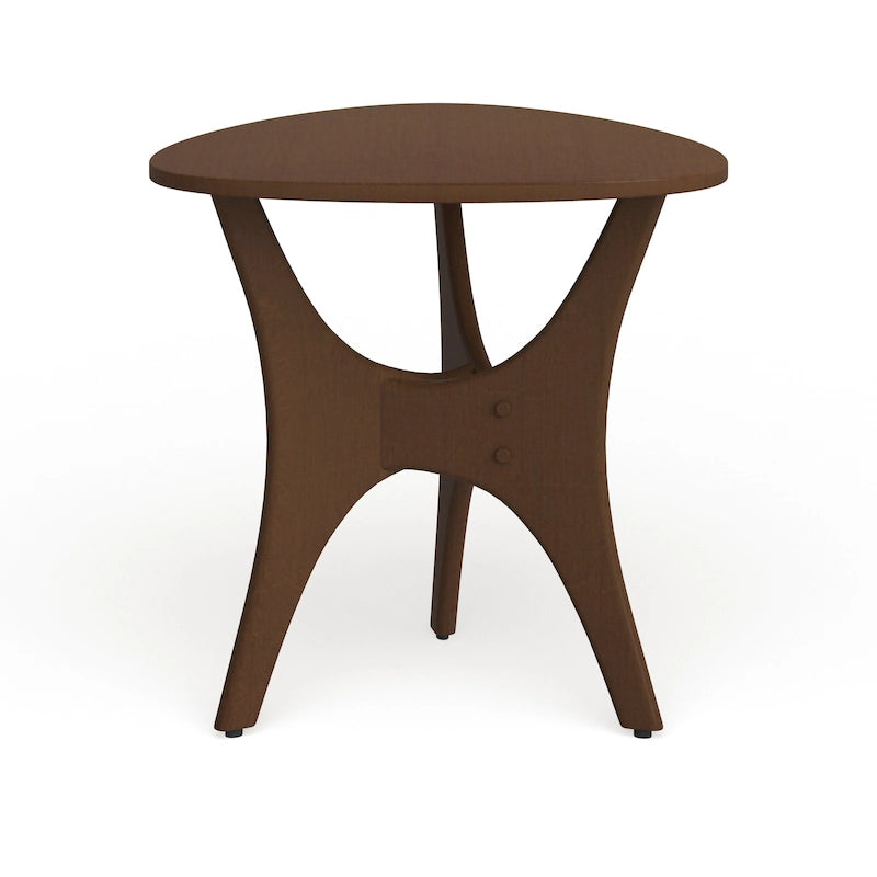 Table d'appoint triangulaire en bois avec base en croix – Marron/Marron clair, style Mid-Century, simple