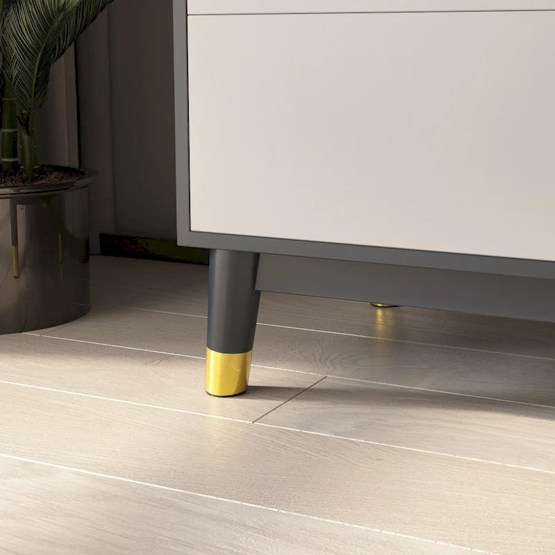 Armoire autoportante avec 2 tiroirs et tringle à vêtements – Gris / Marron / Blanc, Style moderne, Individuel