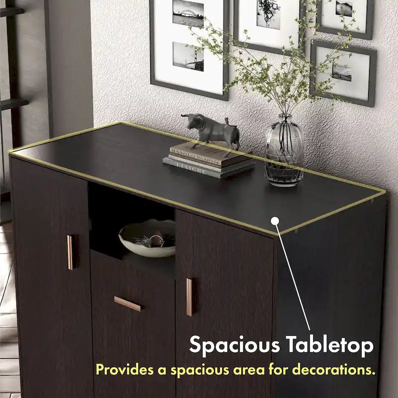 Meuble à chaussures 20 paires avec étagères réglables et poignées métalliques – Espresso, style moderne, simple