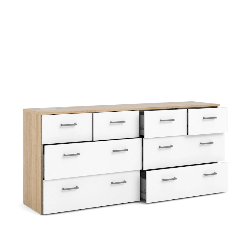 Commode double 8 tiroirs – Chêne et blanc, style scandinave, individuelle