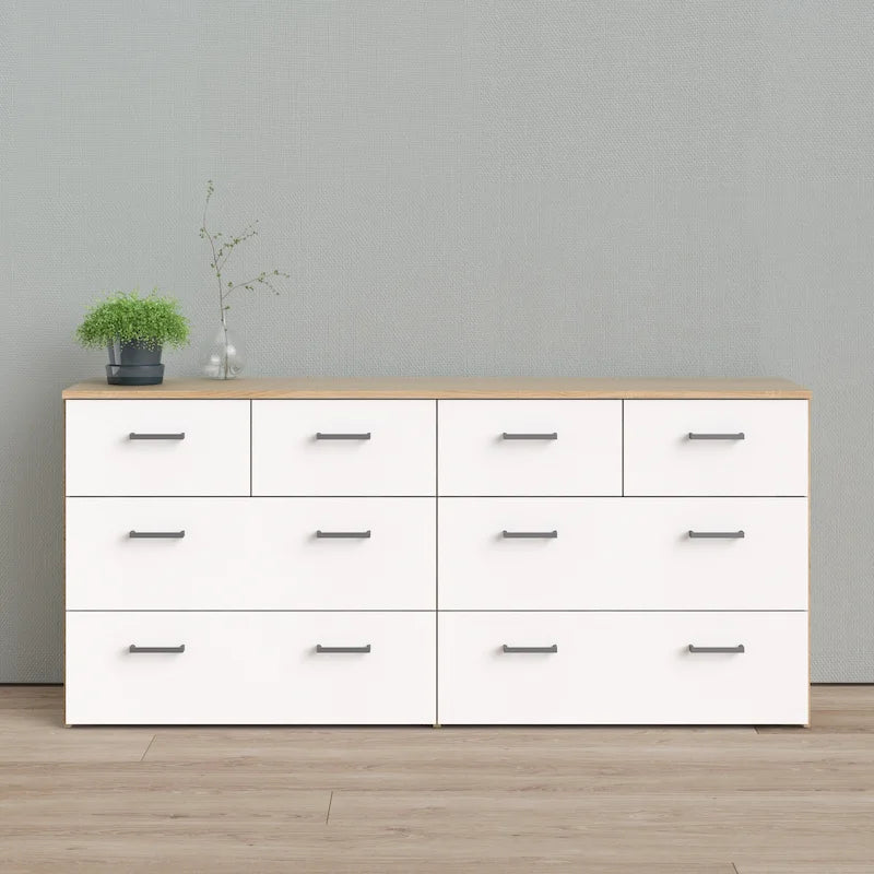 Commode double 8 tiroirs – Chêne et blanc, style scandinave, individuelle