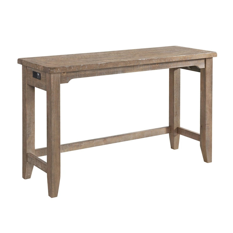 Table de bar de 60" avec prises intégrées – Fini délavé, style rustique de ferme, simple