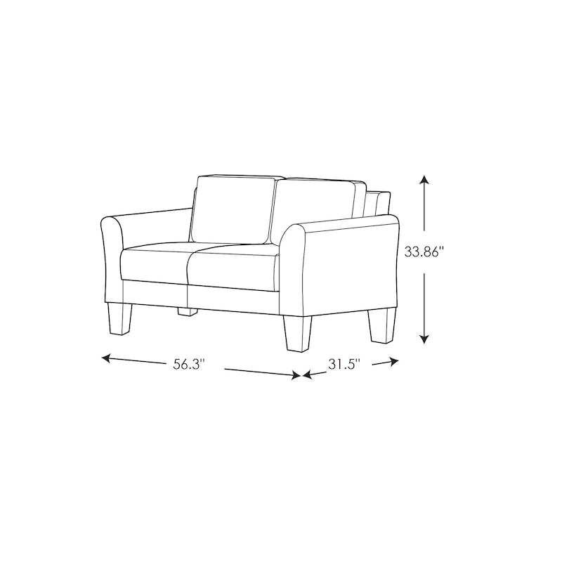 Causeuse en microfibre avec cadre en bois massif et mousse haute densité – Gris foncé / Café / Marron clair / Huître / Bleu, Style moderne, 2 places