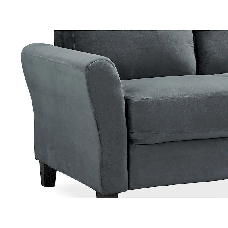 Causeuse en microfibre avec cadre en bois massif et mousse haute densité – Gris foncé / Café / Marron clair / Huître / Bleu, Style moderne, 2 places