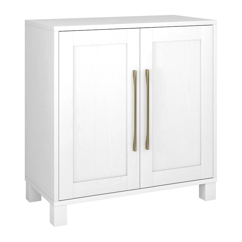 Meuble de rangement d'appoint à 2 portes avec étagère réglable – Blanc / Chêne gris antique / Grain noir / Aulne blanc, style moderne, simple
