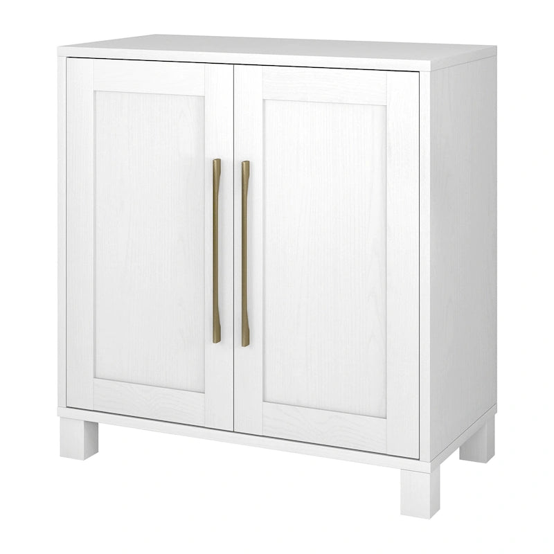 Meuble de rangement d'appoint à 2 portes avec étagère réglable – Blanc / Chêne gris antique / Grain noir / Aulne blanc, style moderne, simple