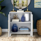 Meuble de rangement d'appoint à 2 portes avec étagère réglable – Blanc / Chêne gris antique / Grain noir / Aulne blanc, style moderne, simple