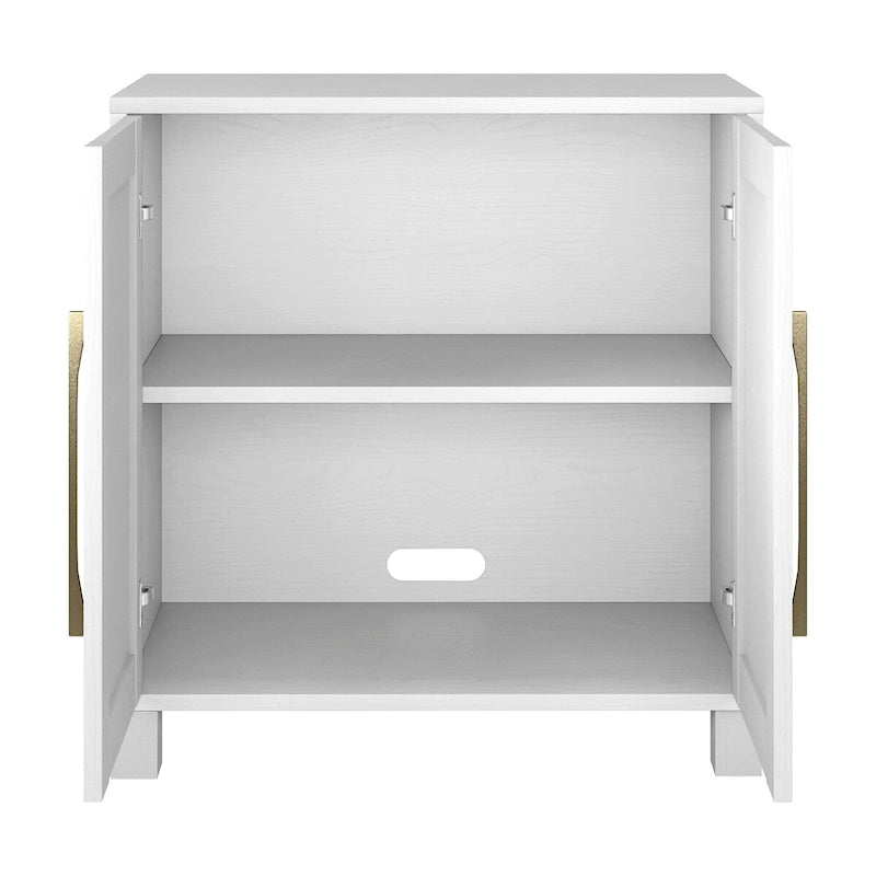 Meuble de rangement d'appoint à 2 portes avec étagère réglable – Blanc / Chêne gris antique / Grain noir / Aulne blanc, style moderne, simple