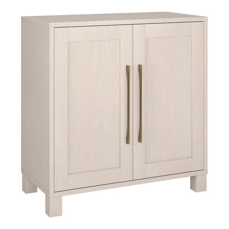 Meuble de rangement d'appoint à 2 portes avec étagère réglable – Blanc / Chêne gris antique / Grain noir / Aulne blanc, style moderne, simple