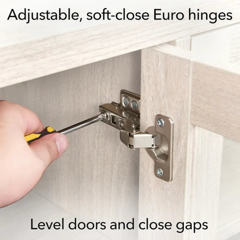 Meuble de rangement d'appoint à 2 portes avec étagère réglable – Blanc / Chêne gris antique / Grain noir / Aulne blanc, style moderne, simple