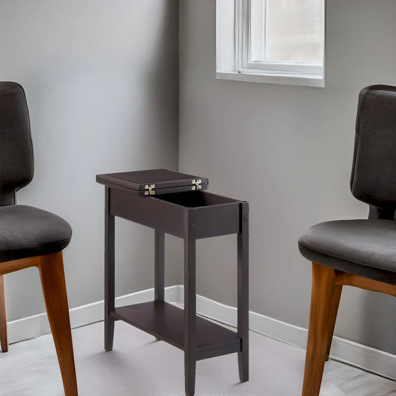 Table d'appoint étroite à plateau relevable avec tiroir et étagère inférieure – Cerisier / Gris / Blanc / Crème / Noir / Expresso, style moderne, simple