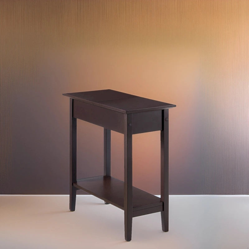 Table d'appoint étroite à plateau relevable avec tiroir et étagère inférieure – Cerisier / Gris / Blanc / Crème / Noir / Expresso, style moderne, simple