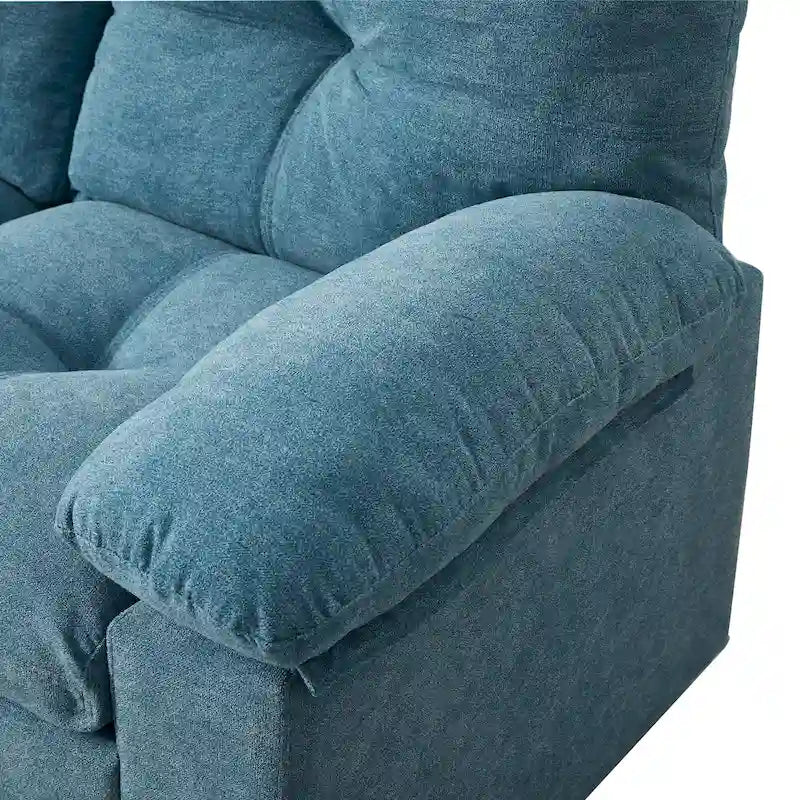 Causeuse capitonnée à accoudoirs rembourrés – Bleu / Camel clair, Style classique, 2 places